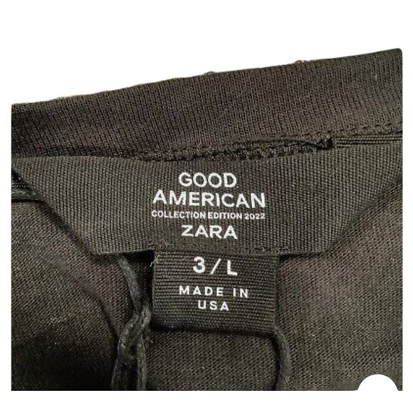 ZARA Good American Black Short Sleeve Crew Neck Pullover T Shirt - Picture 3 of 3
